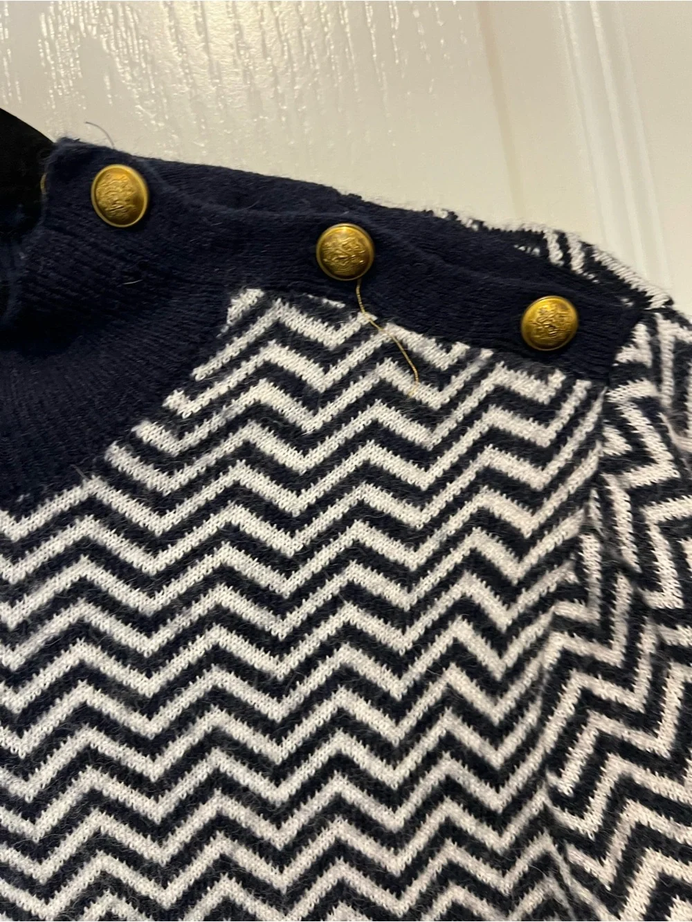 JCREW Button-detail mockneck sweater in herringbone size medium